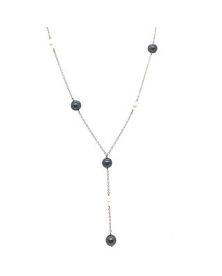 Collana in oro bianco con perle bicolore 