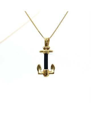 Ciondolo Ancora oro giallo e caucciù