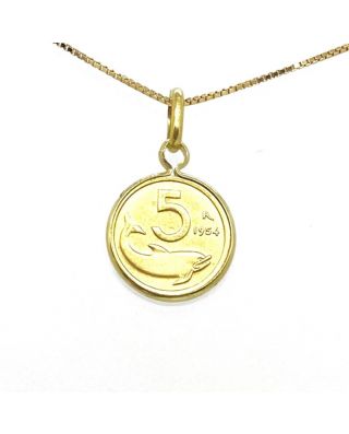 Ciondolo in oro giallo "5 Lire"