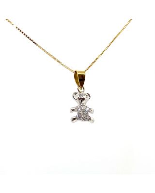 Ciondolo Orsetto oro bianco e zirconi