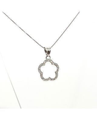 Ciondolo Fiore oro bianco e zirconi