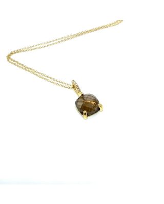 Ciondolo in oro con zirconi e quarzo fumè