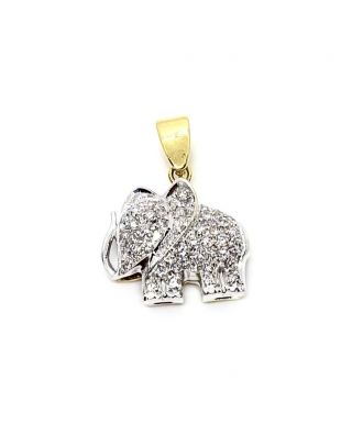 Ciondolo in oro e diamanti a forma di elefante 