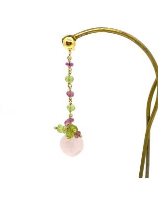 Orecchini pendenti con quarzo rosa e tormalina