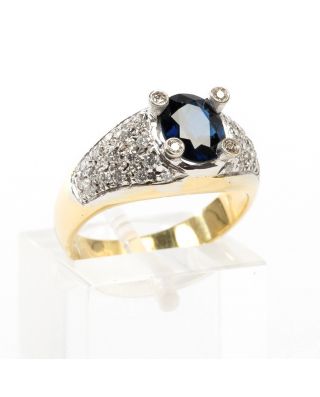 Anello in oro con diamanti e zaffiro blu 